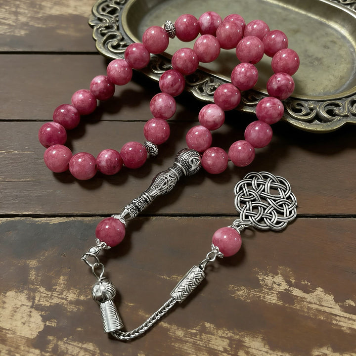 HilalHaven "Rose Knot Tasbih" Natural Stone 33 Beads Tasbih  - image 0