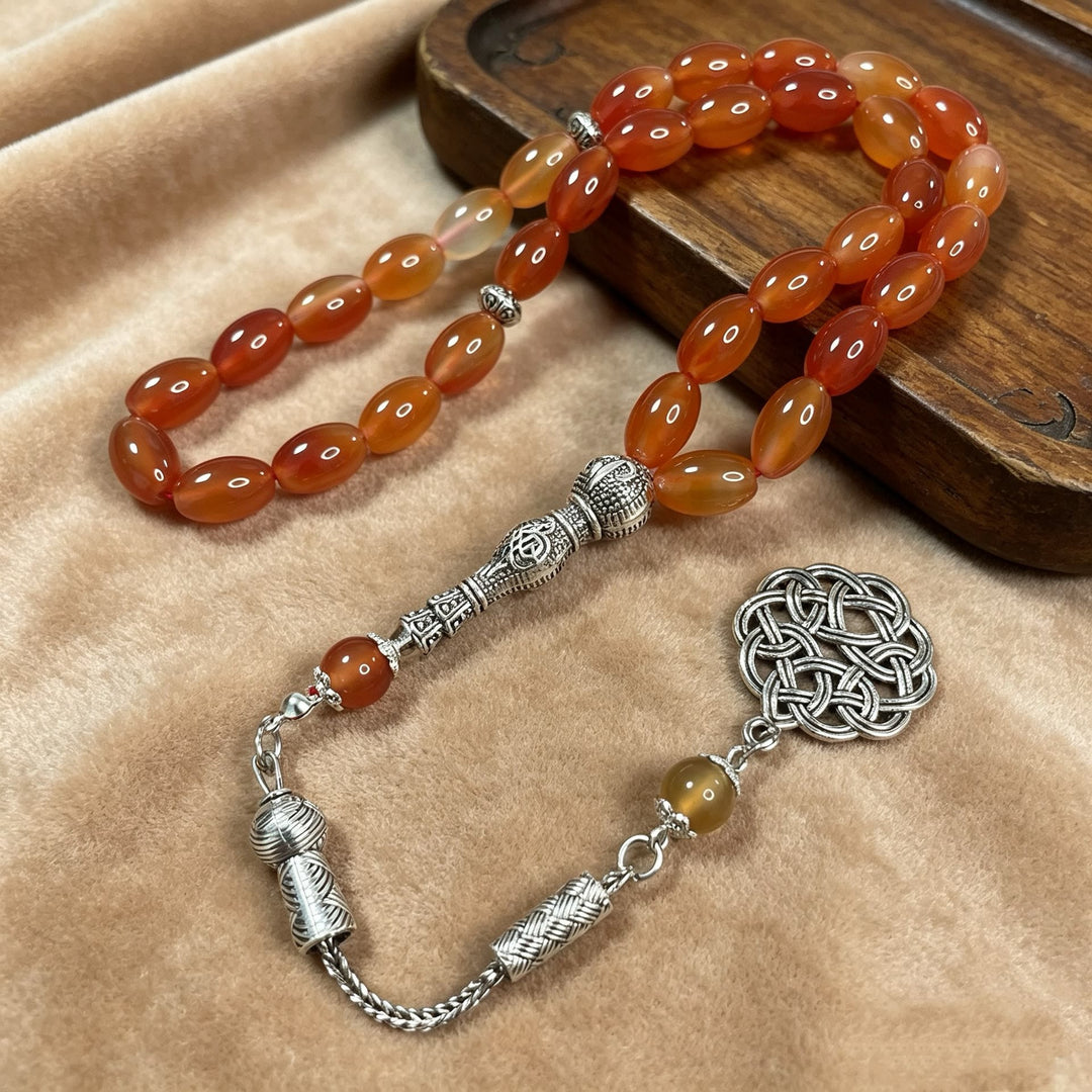 HilalHaven Sunset Glow Natural Stone 33 Beads Tasbih  - image 1