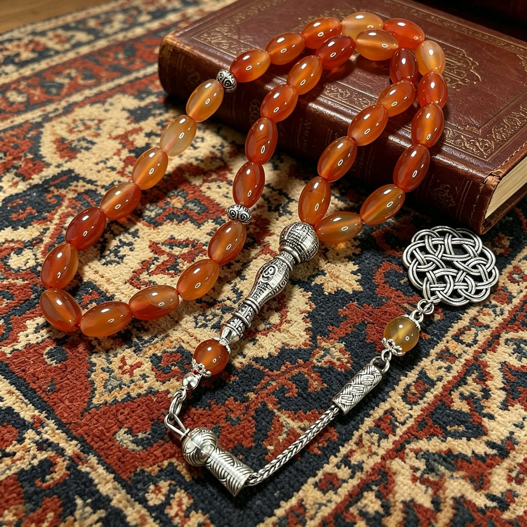 HilalHaven Sunset Glow Natural Stone 33 Beads Tasbih  - image 2