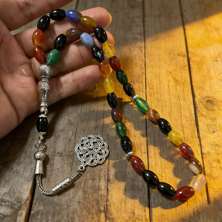 HilalHaven Chromatic Rhythm Agate 33 Beads Tasbih  - image 3