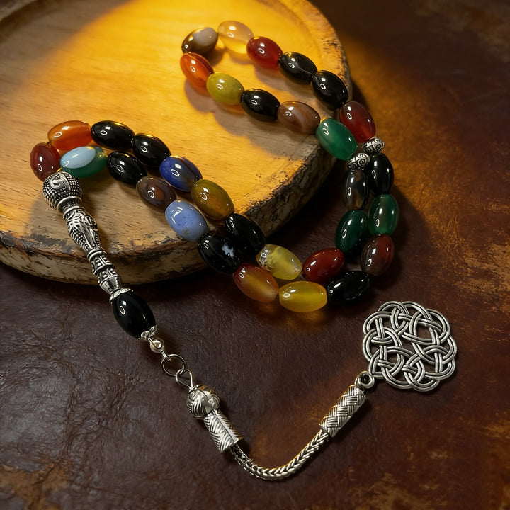 HilalHaven Chromatic Rhythm Agate 33 Beads Tasbih  - image 2