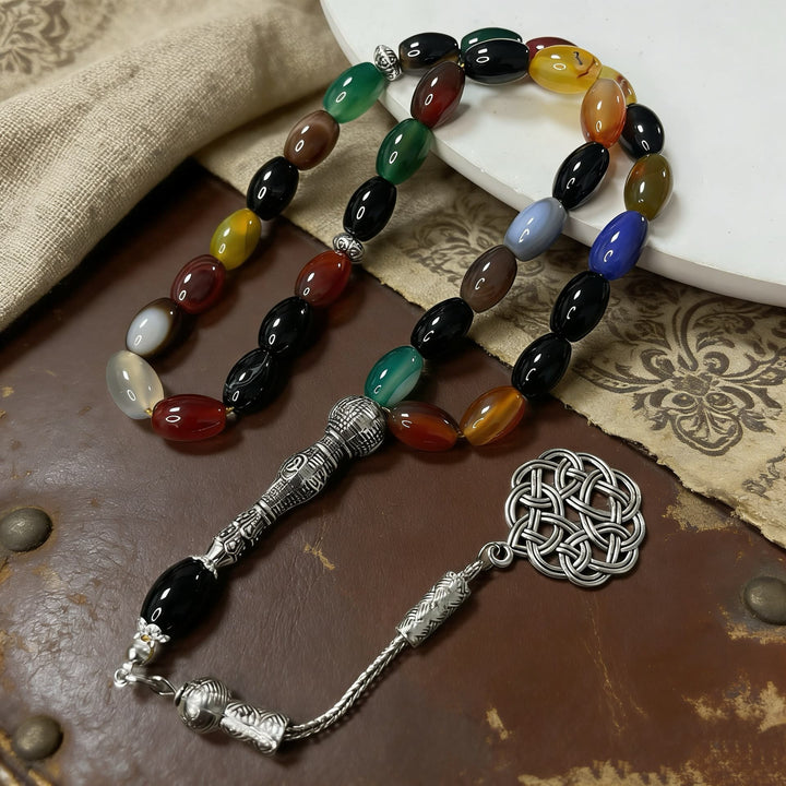HilalHaven Chromatic Rhythm Agate 33 Beads Tasbih  - Chromatic Rhythm Tasbih - image 0