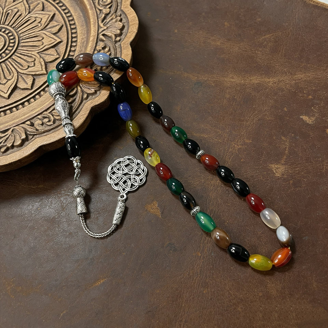 HilalHaven Chromatic Rhythm Agate 33 Beads Tasbih  - image 1