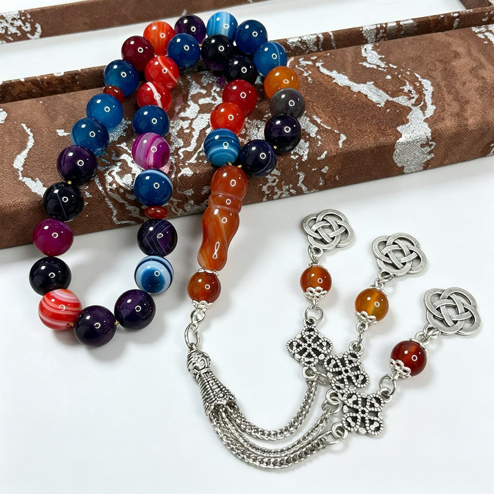 HilalHaven Chromatic Harmony Natural Agate 33 Beads Tasbih  - image 5