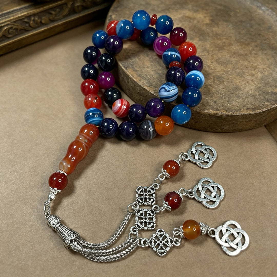 HilalHaven Chromatic Harmony Natural Agate 33 Beads Tasbih  - image 4
