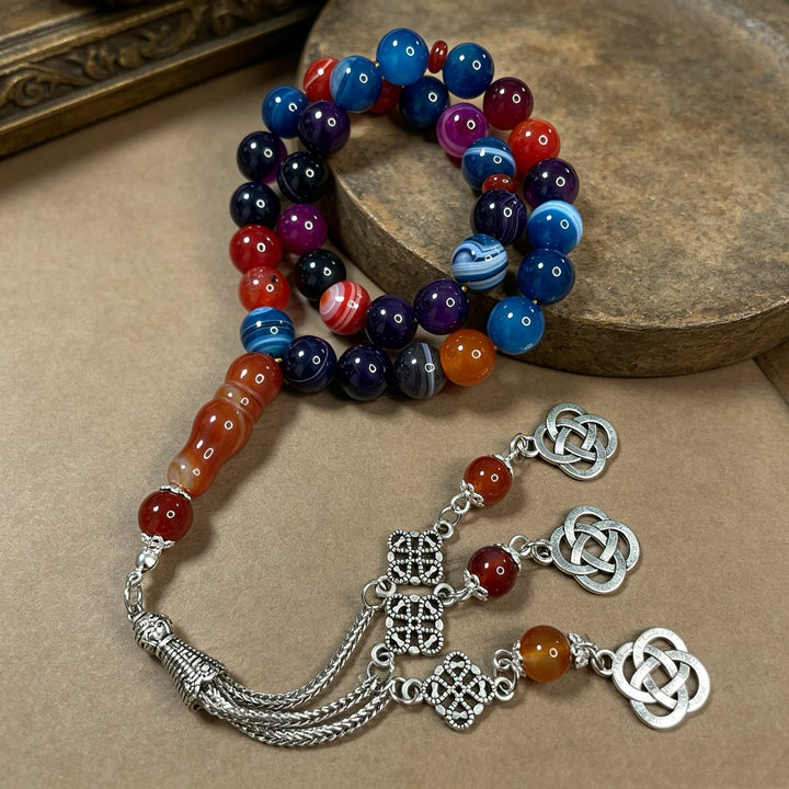 HilalHaven Chromatic Harmony Natural Agate 33 Beads Tasbih  - image 4