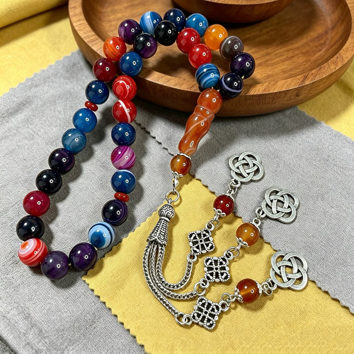 HilalHaven Chromatic Harmony Natural Agate 33 Beads Tasbih  - image 7