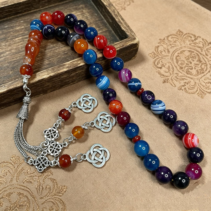 HilalHaven Chromatic Harmony Natural Agate 33 Beads Tasbih  - image 3