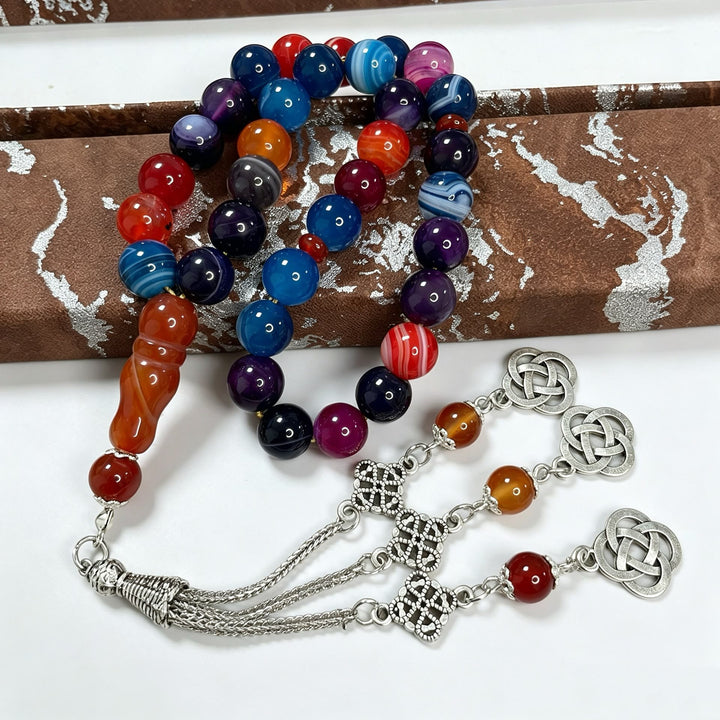 HilalHaven Chromatic Harmony Natural Agate 33 Beads Tasbih  - image 6