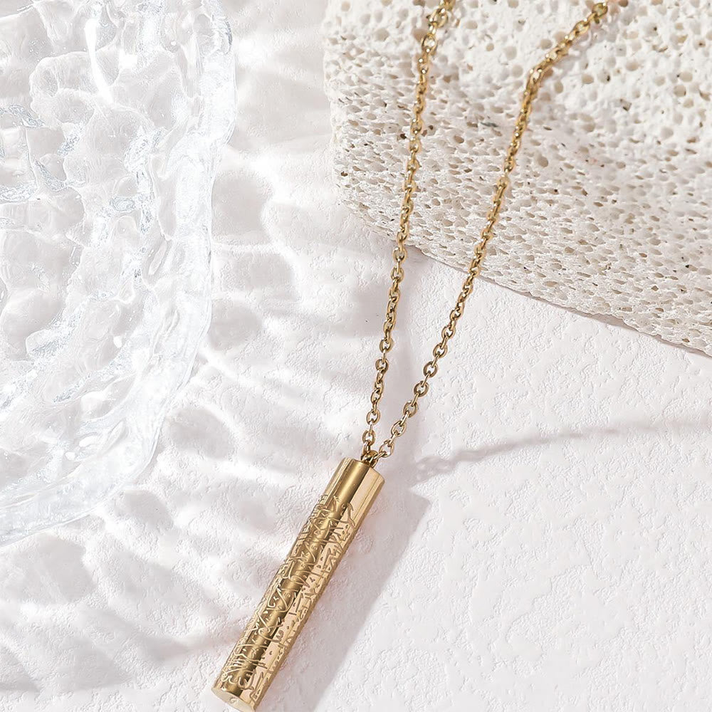 HilalHaven Kursi Cylinder Ayatul Kursi Ta'wiz Pendant Necklace  - Golden - O-chain - image 0