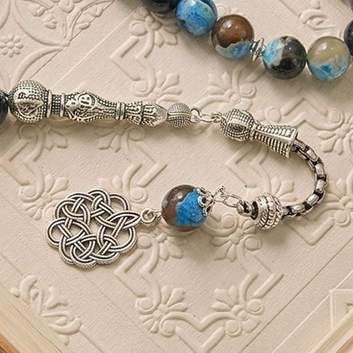 HilalHaven Echoes of the Sky Swirled Natural Agate 33 Beads Tasbih - image 3