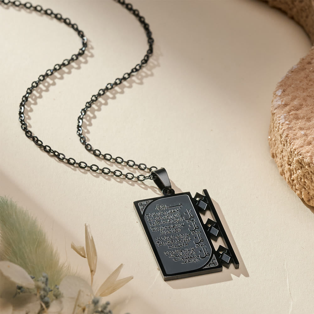 FREE Today: Grille Blessing 4 Quls Openwork Frame Calligraphy Necklace  - image 8