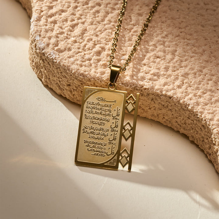 FREE Today: Grille Blessing 4 Quls Openwork Frame Calligraphy Necklace  - image 0