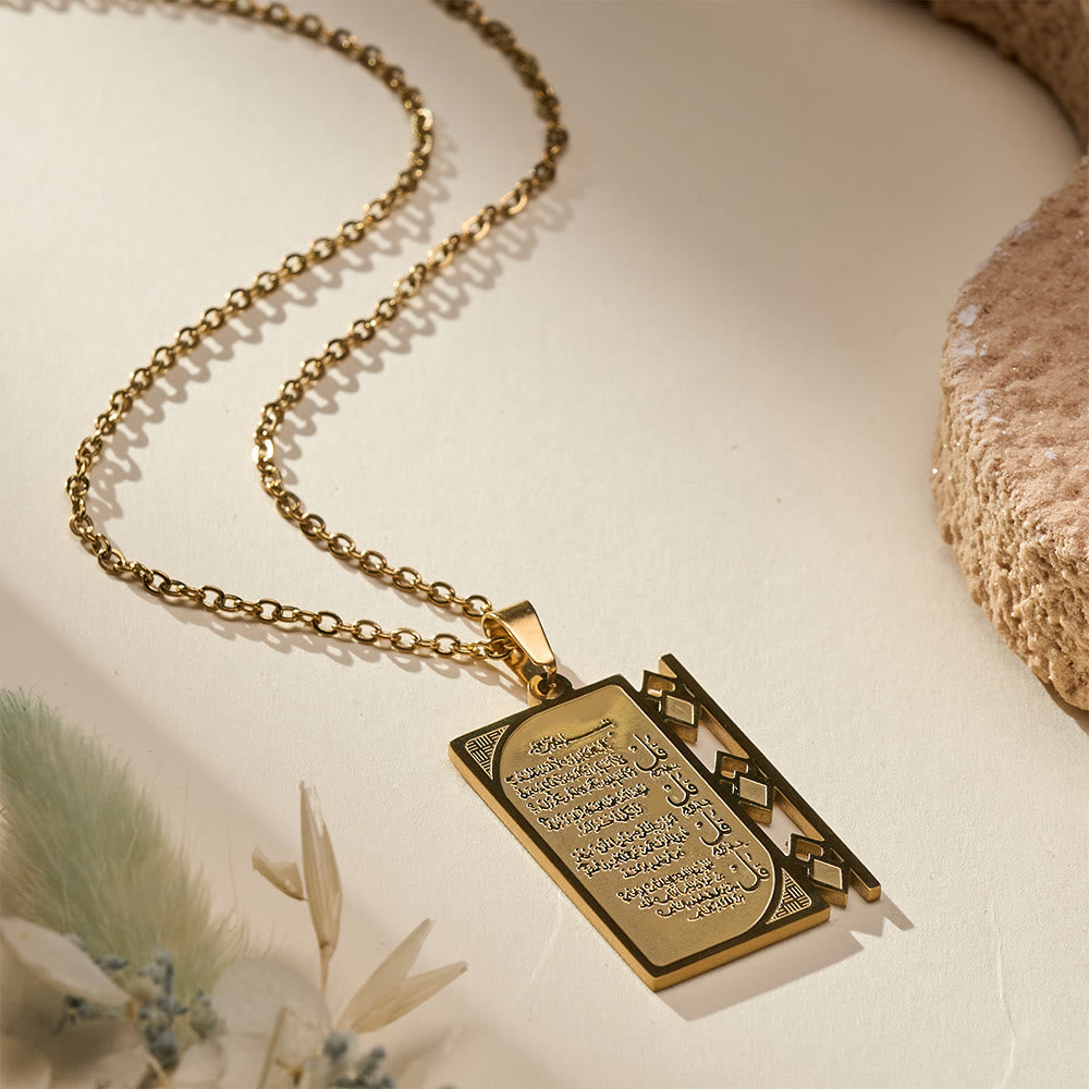 FREE Today: Grille Blessing 4 Quls Openwork Frame Calligraphy Necklace  - image 2