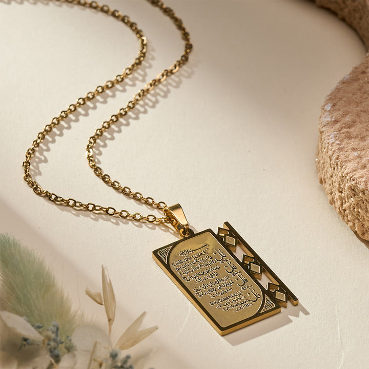 FREE Today: Grille Blessing 4 Quls Openwork Frame Calligraphy Necklace  - image 2