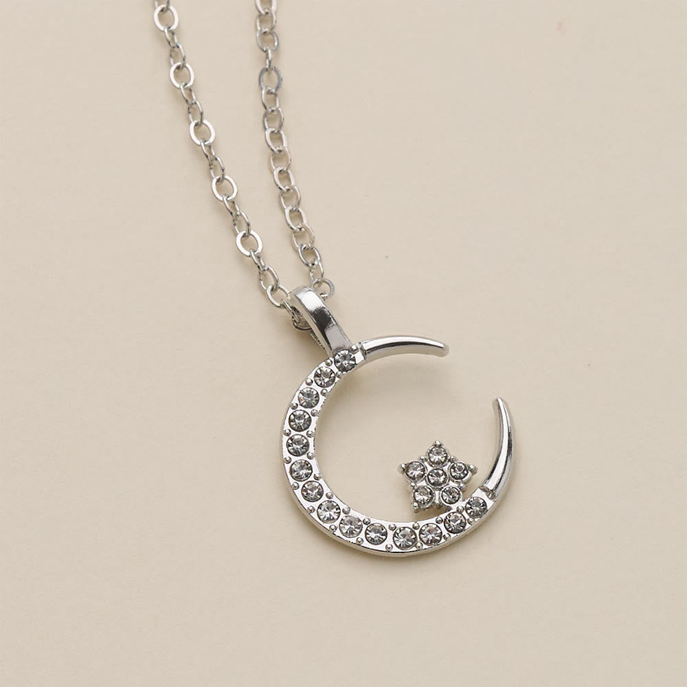 HilalHaven Night Serenity Crescent Star Pendant — Inlaid Rhinestone Gloss Electroplated Zinc Alloy Unisex Charm - image 6