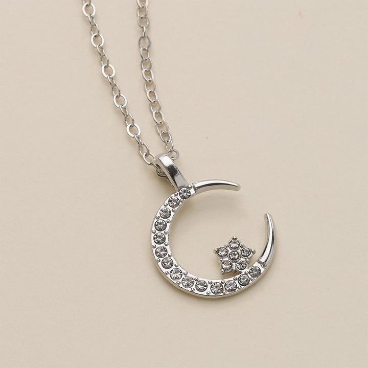 HilalHaven Night Serenity Crescent Star Pendant — Inlaid Rhinestone Gloss Electroplated Zinc Alloy Unisex Charm - image 6