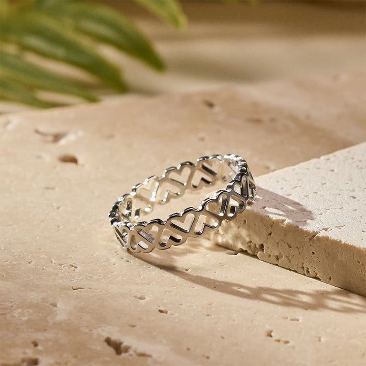 HilalHaven Bound Tenderness Linked Heart Ring - Silver - US10 - image 9