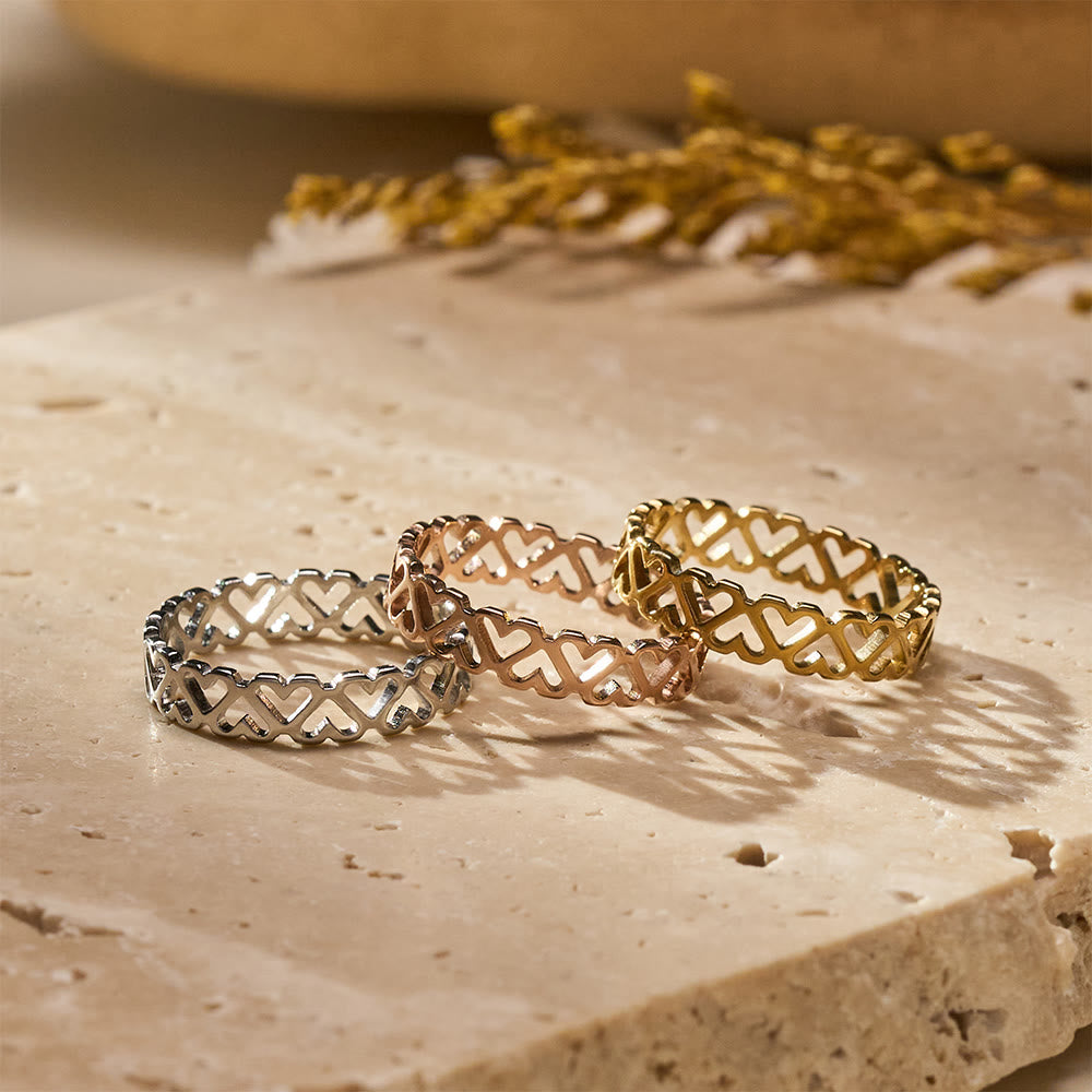 HilalHaven Bound Tenderness Linked Heart Ring - image 0