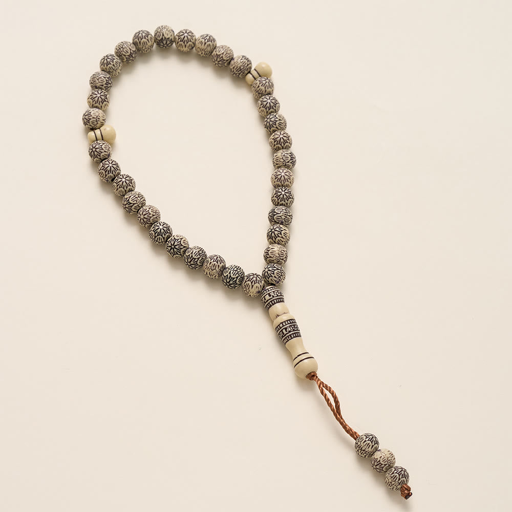 HilalHaven Timber Serenade Textured Carved 33 Beads Tasbih — Artisan-Crafted Natural Wood Pocket Prayer Strand - image 9