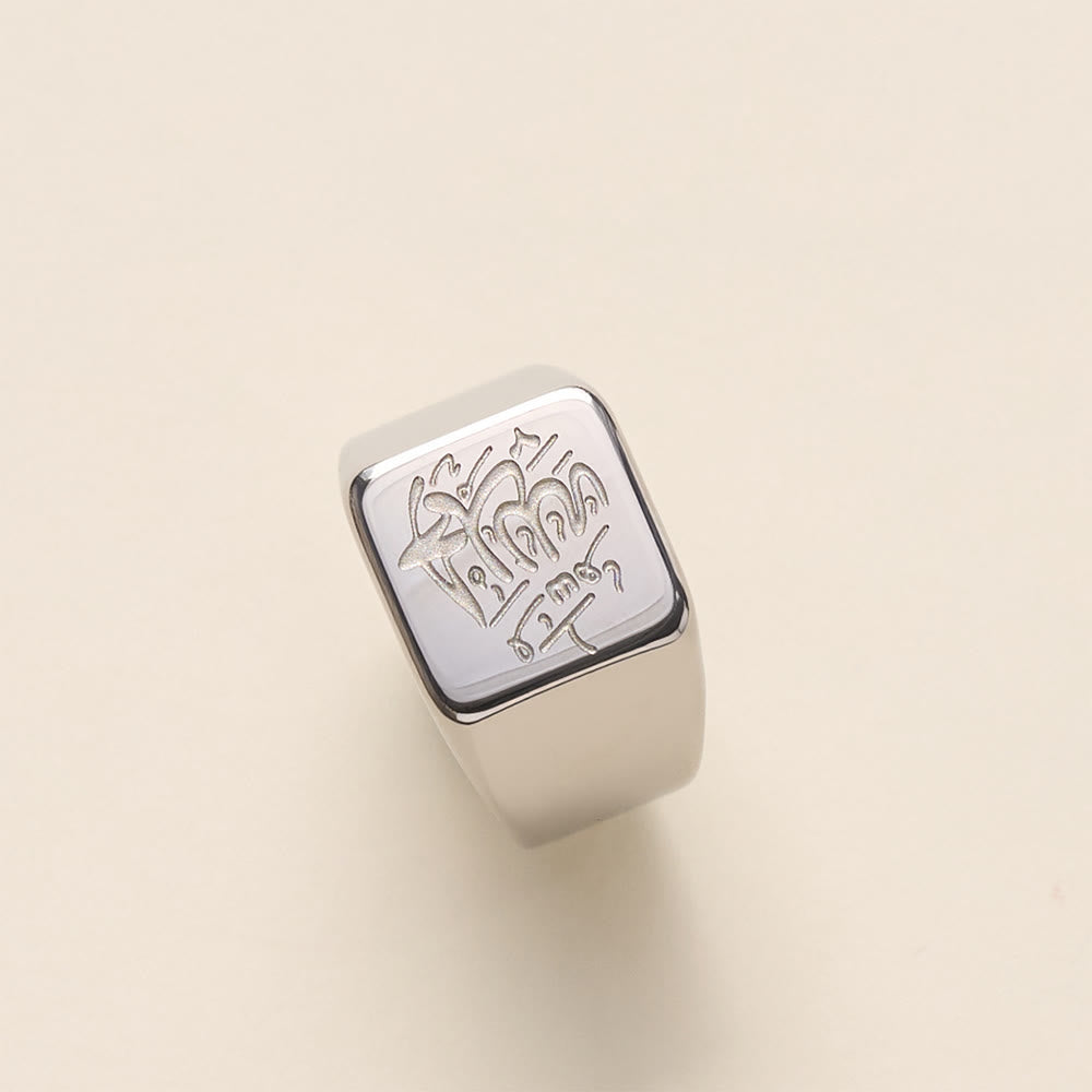 HilalHaven Stainless Steel Square Signet Ring——Allah Calligraphy Engraved Jewelry for Men &amp; Women - image 7