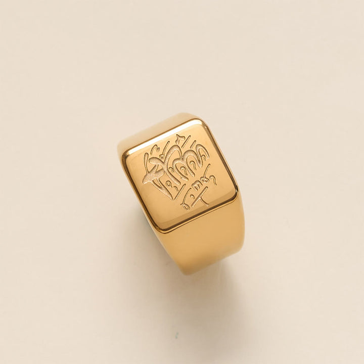 HilalHaven Stainless Steel Square Signet Ring——Allah Calligraphy Engraved Jewelry for Men &amp; Women - image 3