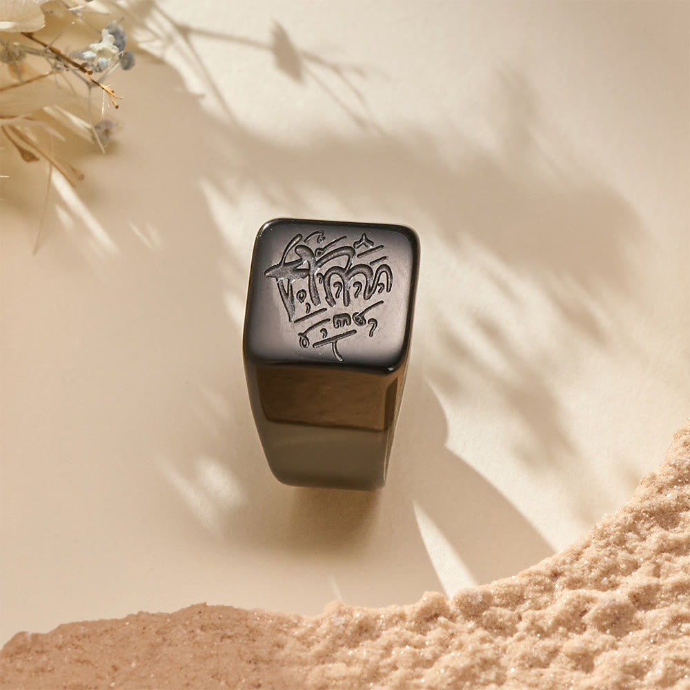 HilalHaven Stainless Steel Square Signet Ring——Allah Calligraphy Engraved Jewelry for Men &amp; Women - image 9