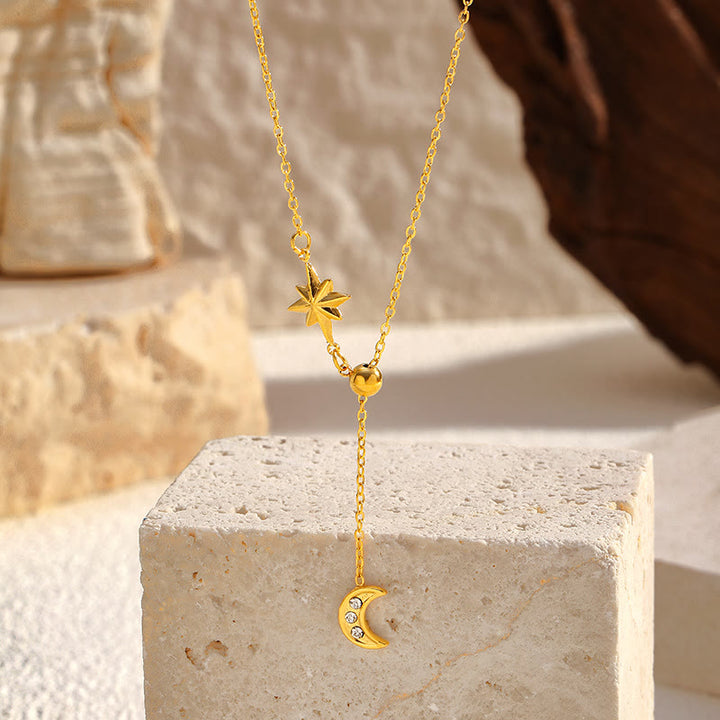 HilalHaven Evening Serene Floating Crescent Moon&amp;Star Necklace - Evening Serene Necklace - image 2