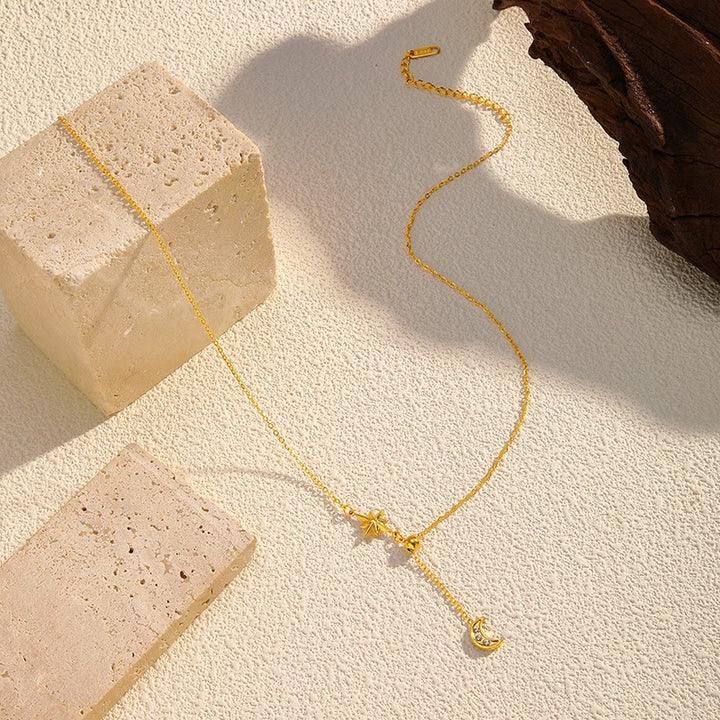 HilalHaven Evening Serene Floating Crescent Moon&amp;Star Necklace - image 3