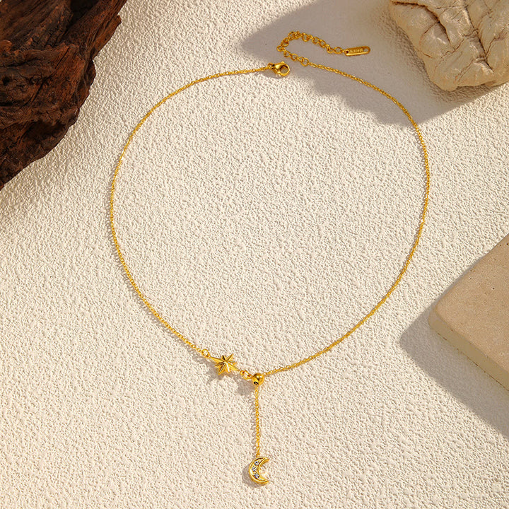 HilalHaven Evening Serene Floating Crescent Moon&amp;Star Necklace - image 4
