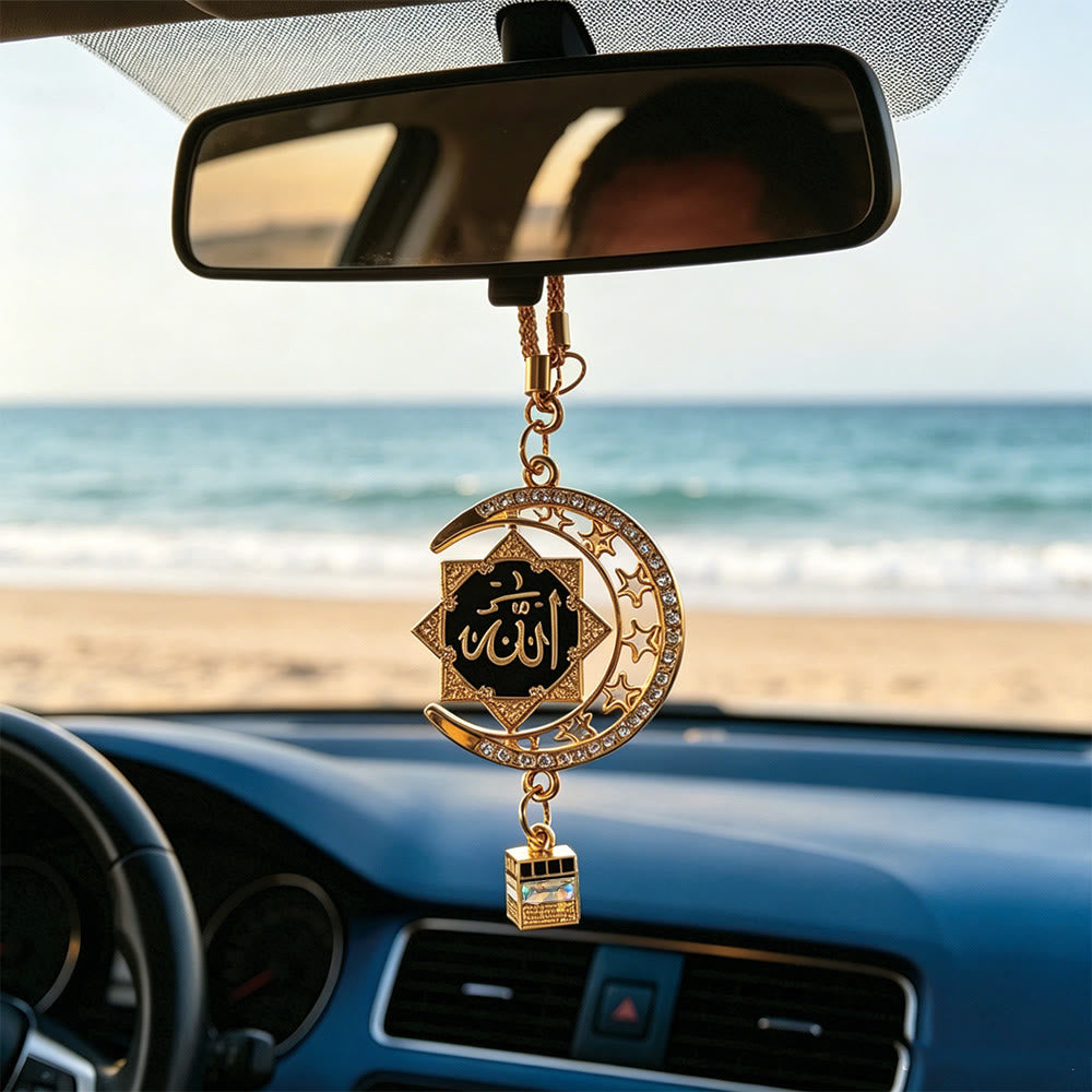 HilalHaven Crescent Sanctuary Allah Crescent &amp; Sta Car Pendant - image 1