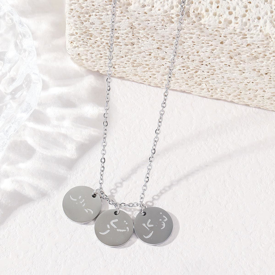 HilalHaven Trio Grace Arabic Calligraphy Three Round Disc Inscribed Necklace - Silver - image 2
