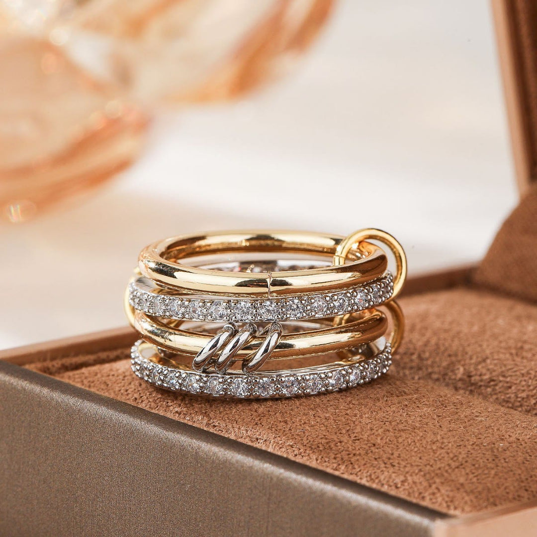 HilalHaven Interwoven Circular Symmetry Sabr Ring — Linked Multi-Hoop Pavé Detail Statement  - image 0