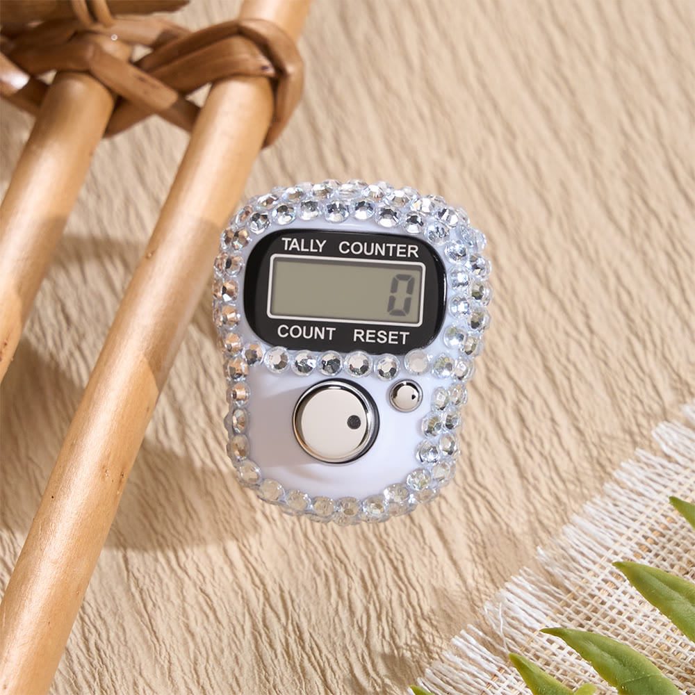 HilalHaven Gem Rhythm Bezel-set Ring Digital Counter — Multi-hue Portable Electronic Count Gadget - White - image 4