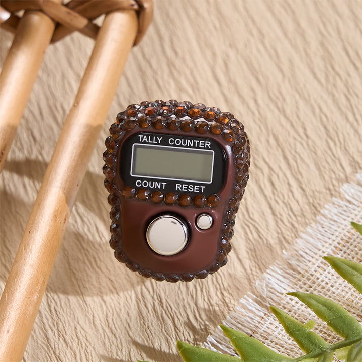 HilalHaven Gem Rhythm Bezel-set Ring Digital Counter — Multi-hue Portable Electronic Count Gadget - Brown - image 0