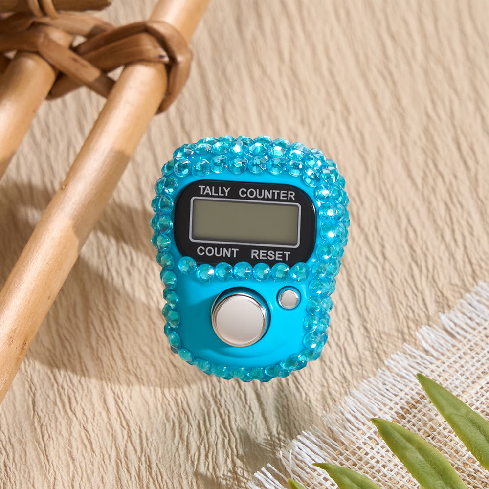 HilalHaven Gem Rhythm Bezel-set Ring Digital Counter — Multi-hue Portable Electronic Count Gadget - Sky Blue - image 10