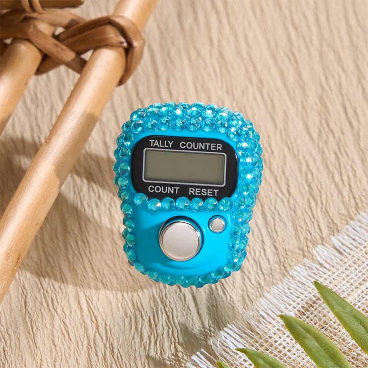 HilalHaven Gem Rhythm Bezel-set Ring Digital Counter — Multi-hue Portable Electronic Count Gadget - Sky Blue - image 10