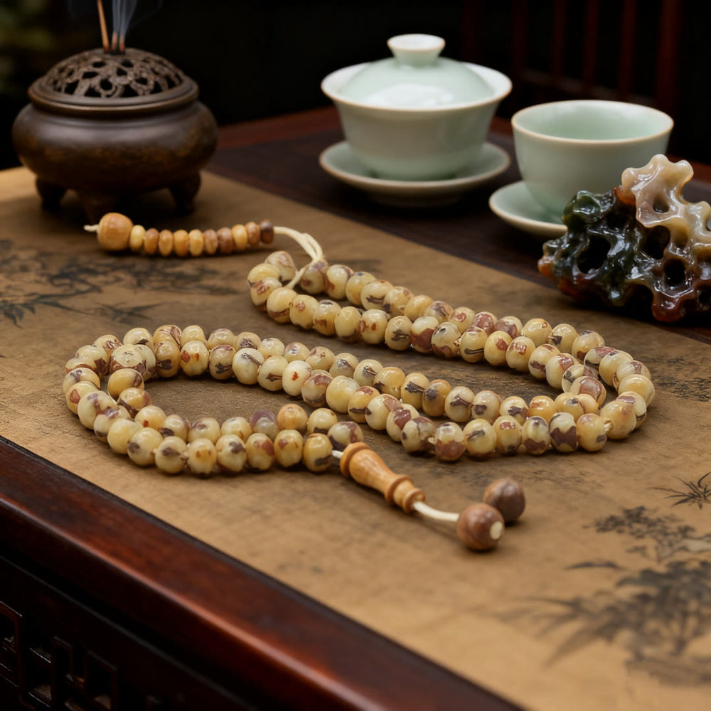 HilalHaven Desert Cadence Natural Date Pit Tasbih — 99 Handcrafted Beads Tasbih with Cotton Tassel - image 1