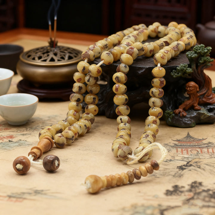 HilalHaven Desert Cadence Natural Date Pit Tasbih — 99 Handcrafted Beads Tasbih with Cotton Tassel - Natural Date Pit Tasbih - image 0