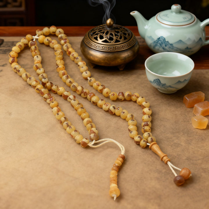 HilalHaven Desert Cadence Natural Date Pit Tasbih — 99 Handcrafted Beads Tasbih with Cotton Tassel - image 2