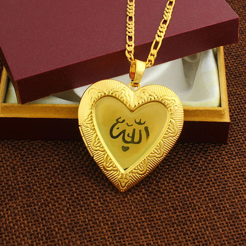 HilalHaven Loving Verse Allah Heart-shaped Locket Pendant Necklace - image 0