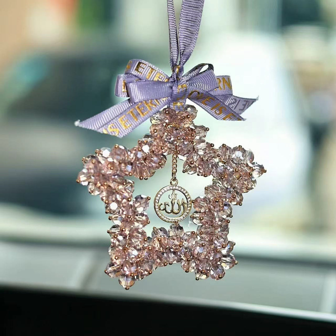 HilalHaven Starlight Journey Allah Crystal Star Car Charm — Bow-tied Gemstone Rearview Mirror Ornament - image 18
