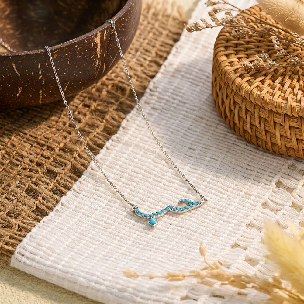HilalHaven Radiant Word Crystal Calligraphy Pendant Necklace - Blue Diamond - image 2