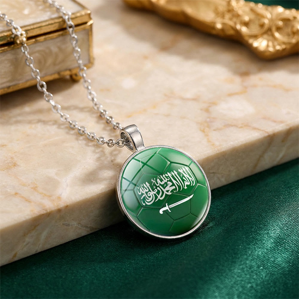 HilalHaven Pitch Verse Saudi Team Football Crest Necklace — World Cup Themed Alloy Pendant - image 1