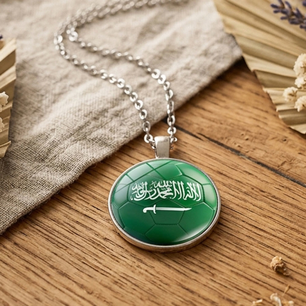 HilalHaven Pitch Verse Saudi Team Football Crest Necklace — World Cup Themed Alloy Pendant - image 2
