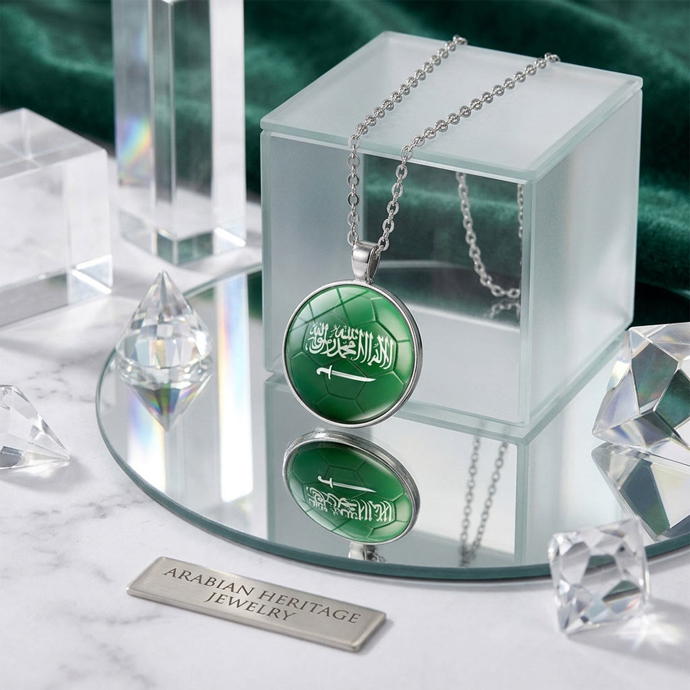 HilalHaven Pitch Verse Saudi Team Football Crest Necklace — World Cup Themed Alloy Pendant - image 4