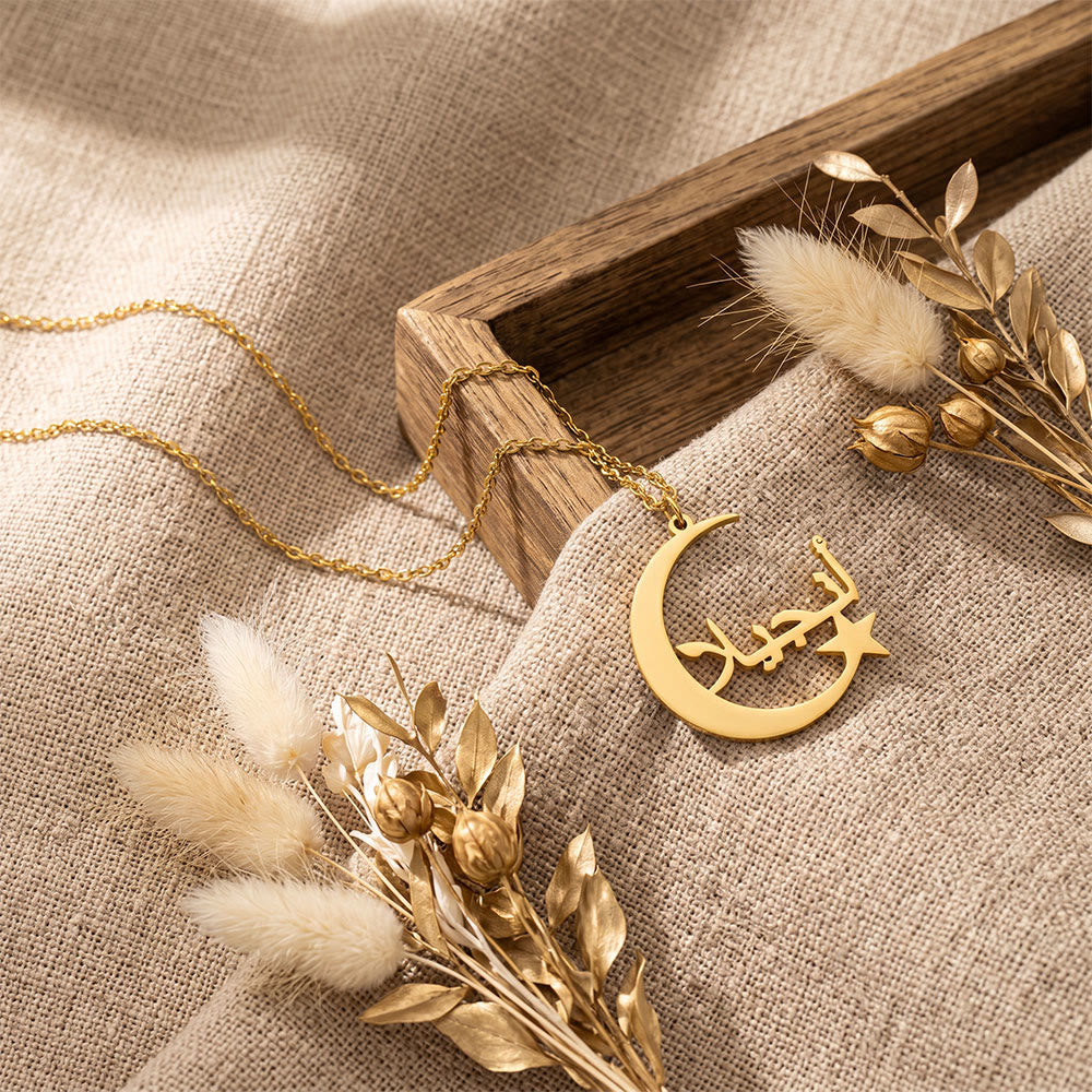 HilalHaven Moonlight Script Crescent-Star Dream Pendant Necklace - image 4