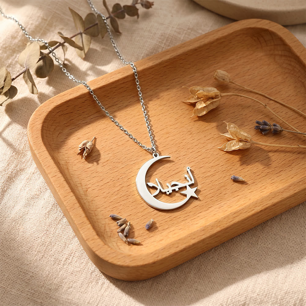 HilalHaven Moonlight Script Crescent-Star Dream Pendant Necklace - image 8