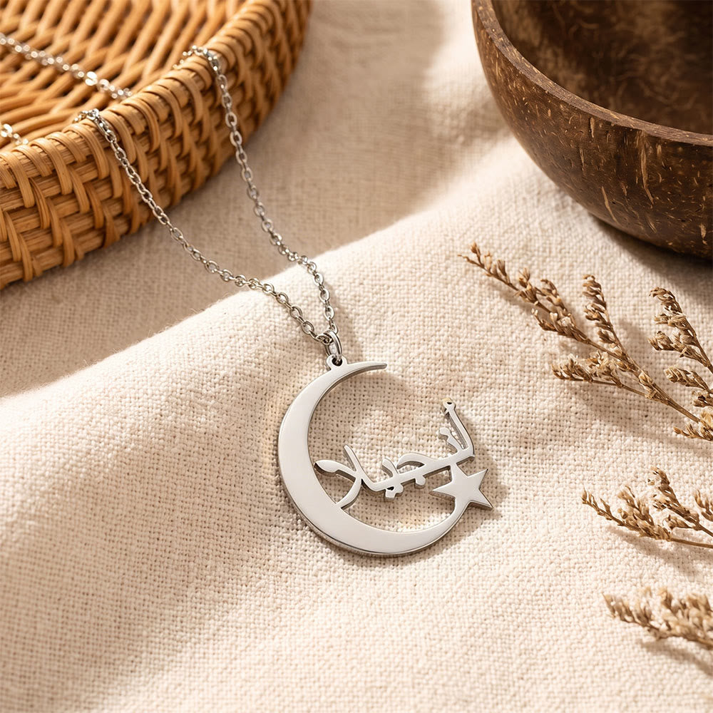 HilalHaven Moonlight Script Crescent-Star Dream Pendant Necklace - image 5
