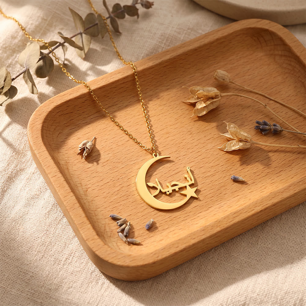 HilalHaven Moonlight Script Crescent-Star Dream Pendant Necklace - image 3